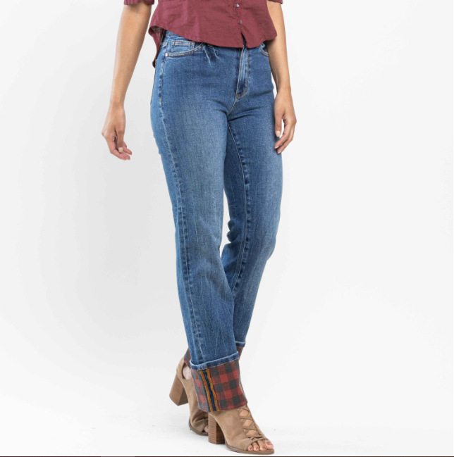 Judy Blue "Find The Buffalo" Cuff Straight Leg Jeans