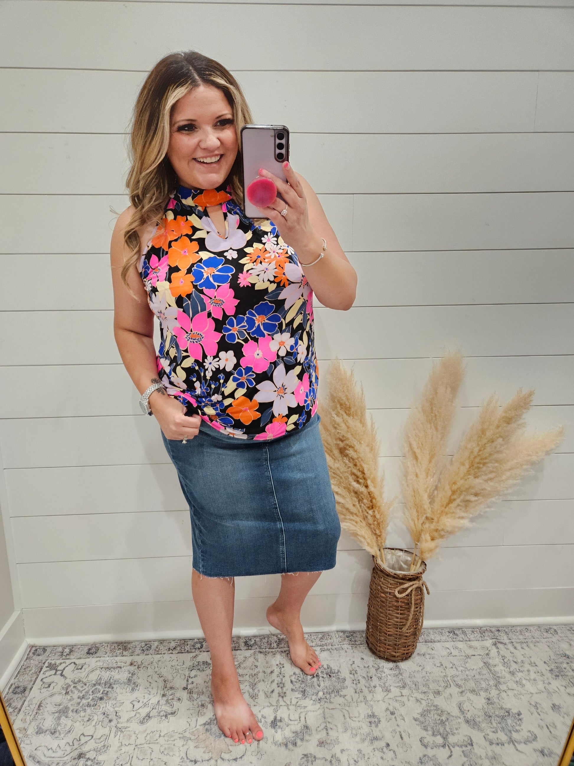 Judy Blue "Half Past" Midi Denim Skirt