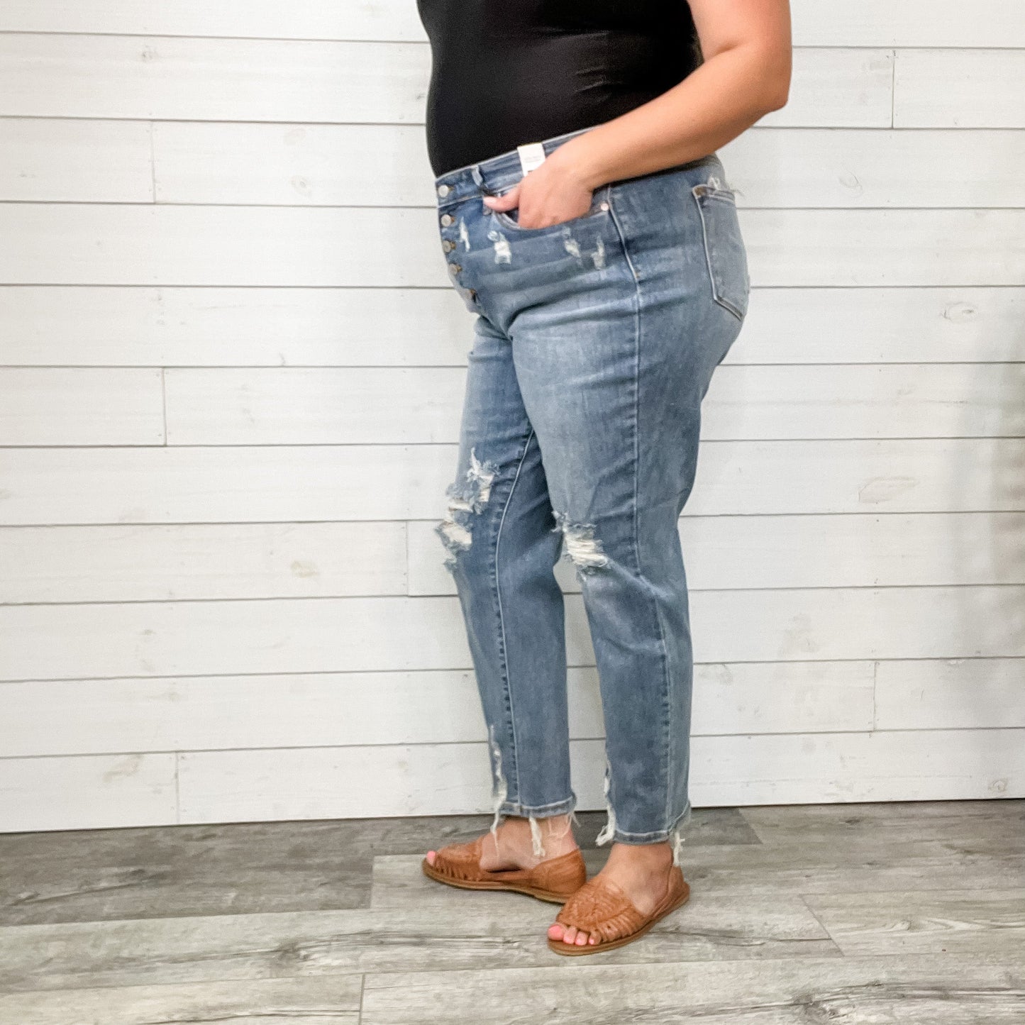 Judy Blue "Hey Geronimo" Buttonfly Boyfriend Jeans