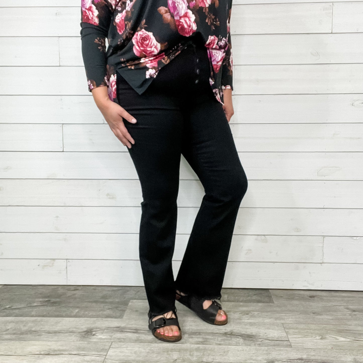 Judy Blue "Hey Jack" Buttonfly Black Bootcut Jeans