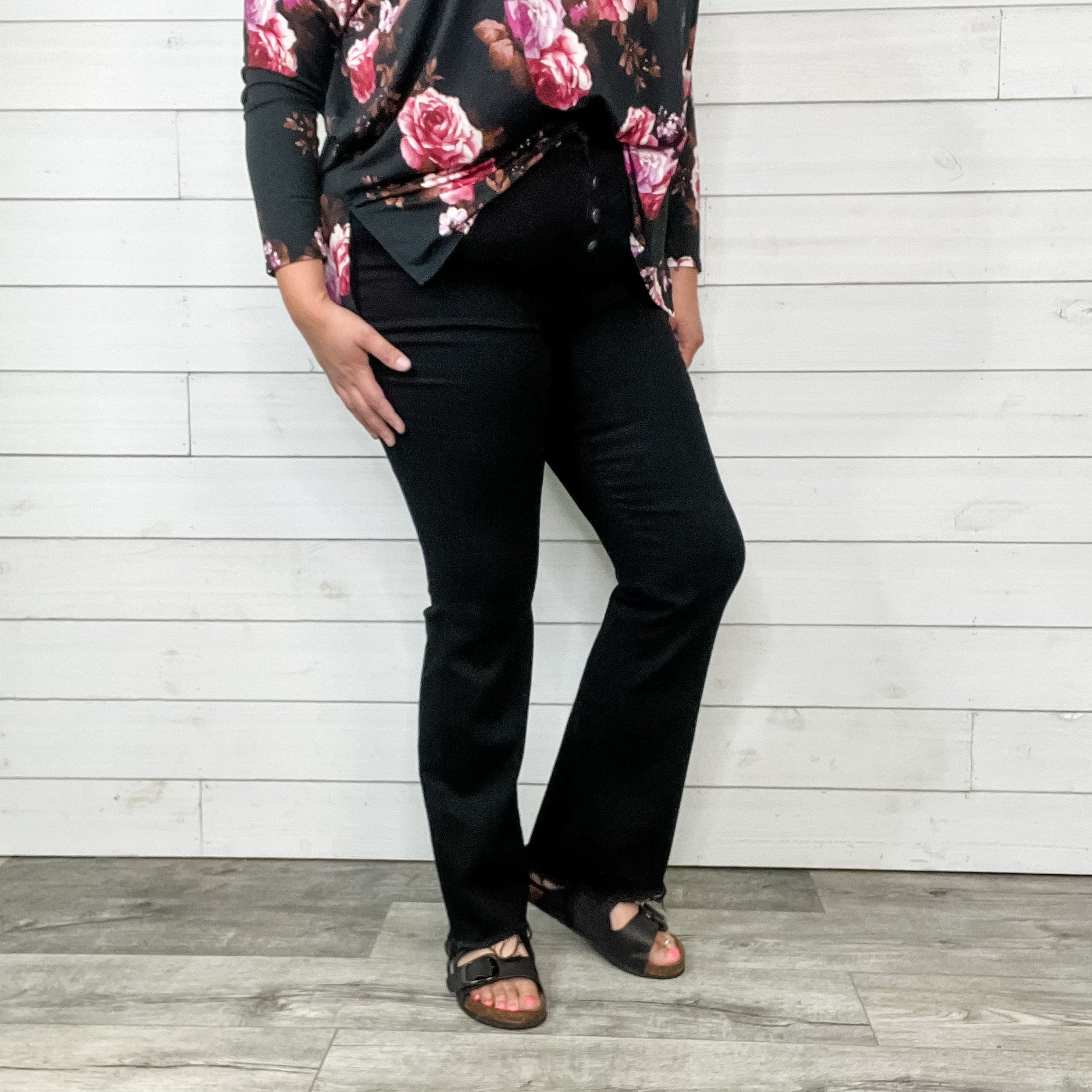 Judy Blue "Hey Jack" Buttonfly Black Bootcut Jeans