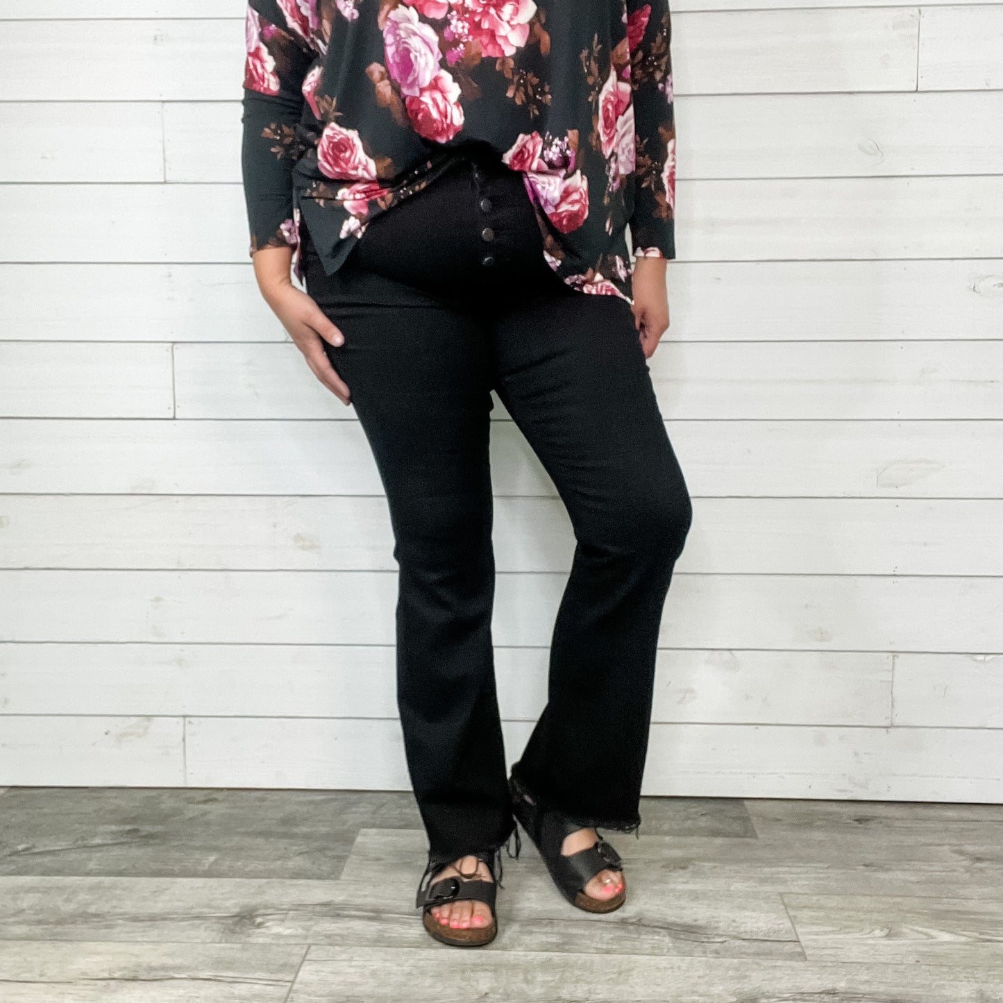 Judy Blue "Hey Jack" Buttonfly Black Bootcut Jeans