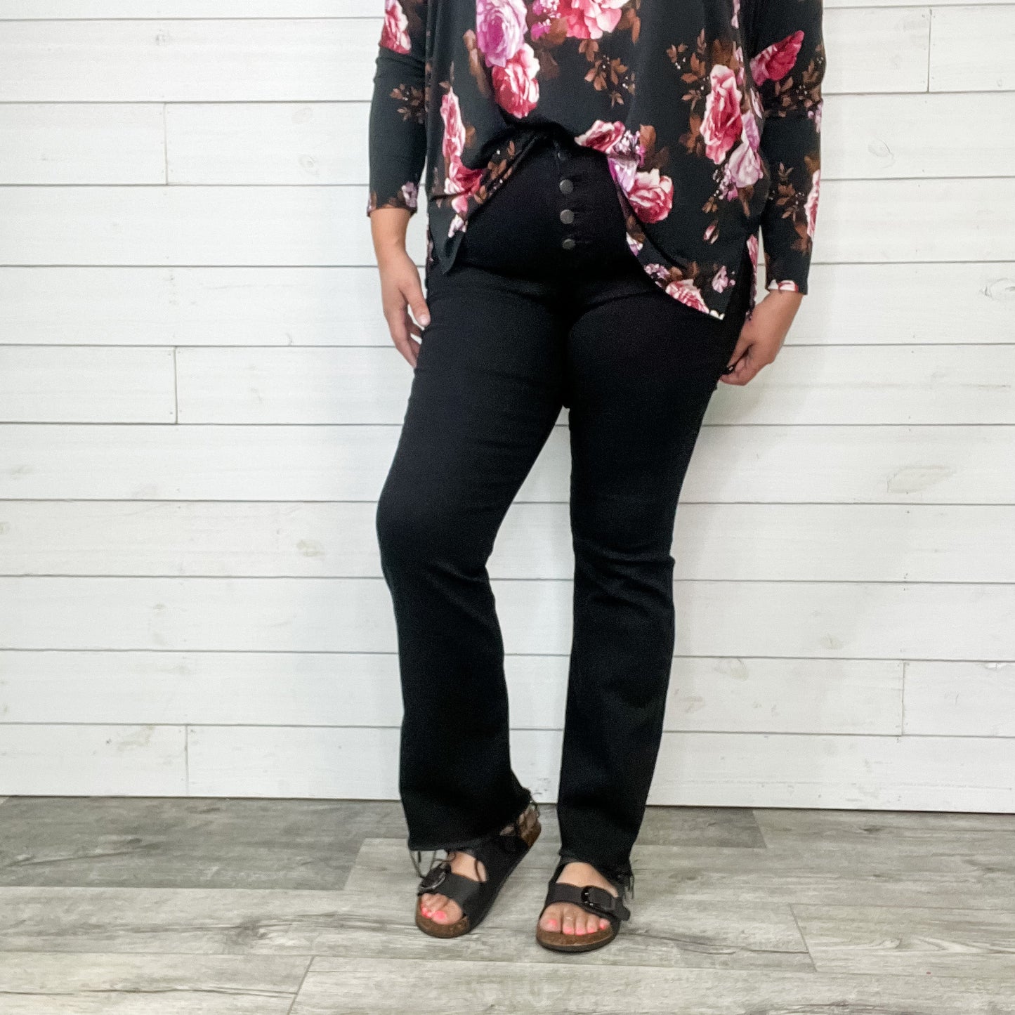 Judy Blue "Hey Jack" Buttonfly Black Bootcut Jeans