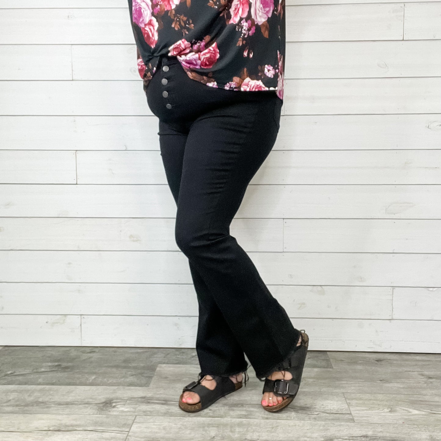 Judy Blue "Hey Jack" Buttonfly Black Bootcut Jeans