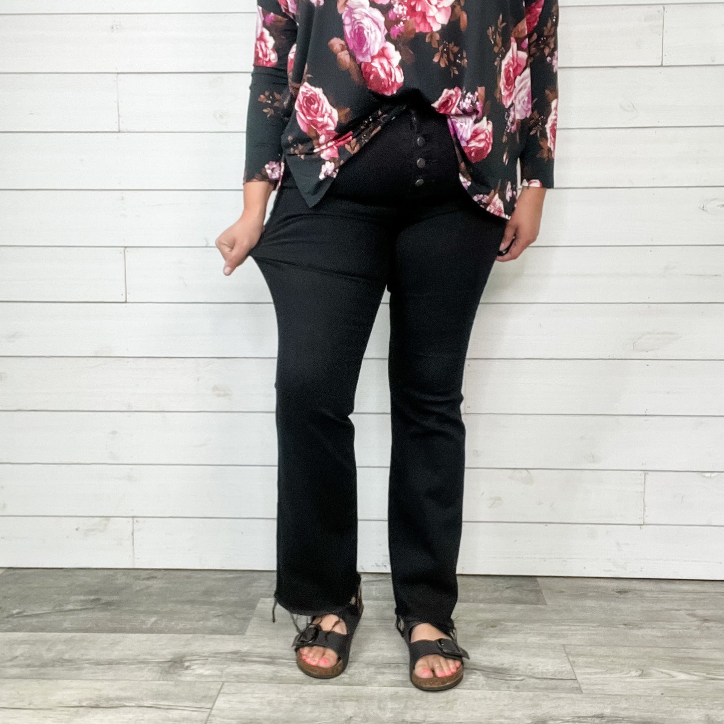 Judy Blue "Hey Jack" Buttonfly Black Bootcut Jeans