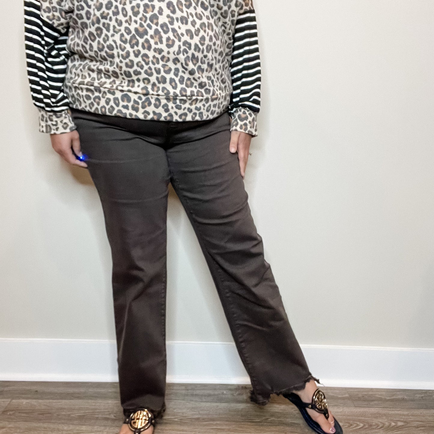 Judy Blue "Love A Latte" Dark Brown Straight Leg Jeans