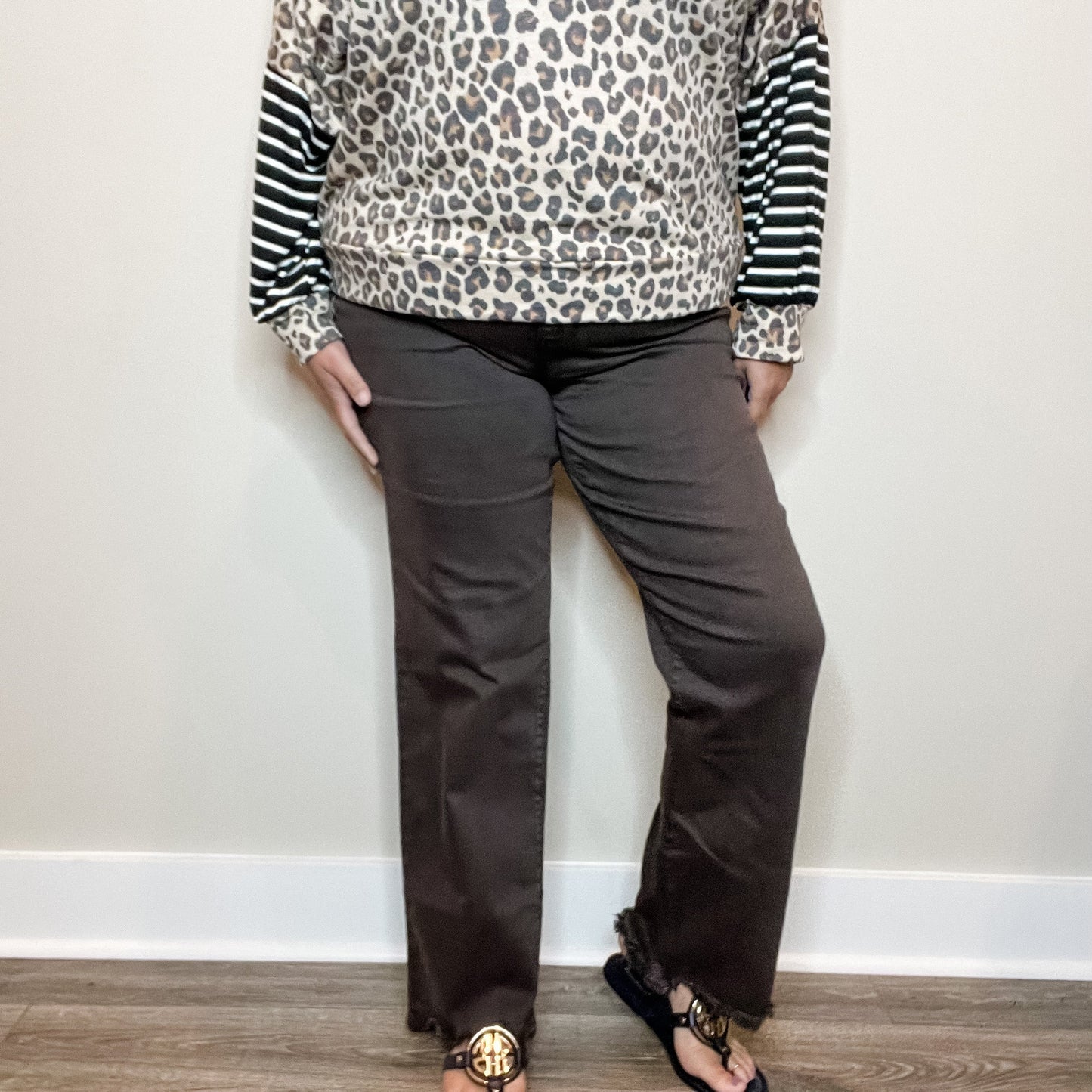 Judy Blue "Love A Latte" Dark Brown Straight Leg Jeans