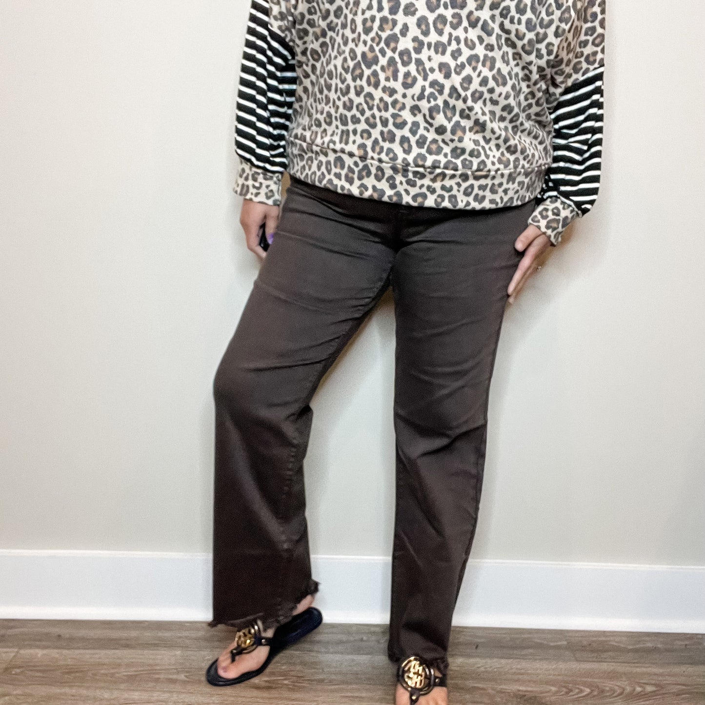 Judy Blue "Love A Latte" Dark Brown Straight Leg Jeans