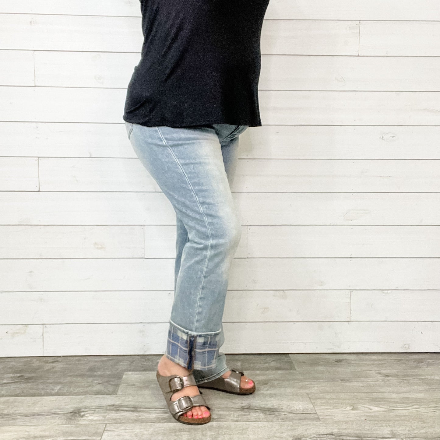 Judy Blue "Might Be Plaid" Straight Leg Jeans
