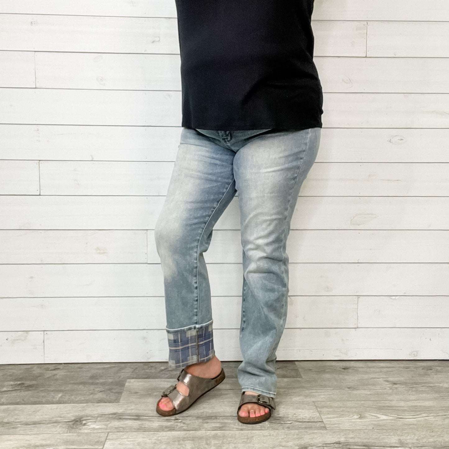 Judy Blue "Might Be Plaid" Straight Leg Jeans