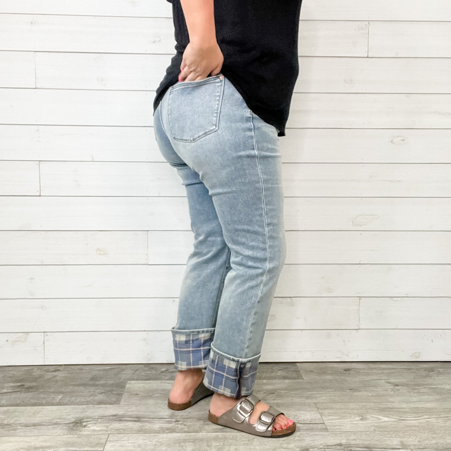 Judy Blue "Might Be Plaid" Straight Leg Jeans
