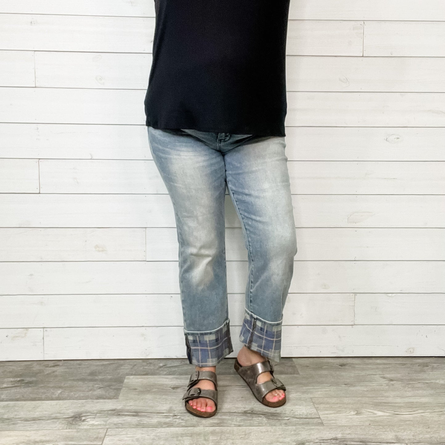 Judy Blue "Might Be Plaid" Straight Leg Jeans