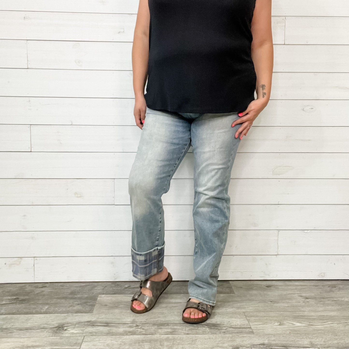 Judy Blue "Might Be Plaid" Straight Leg Jeans