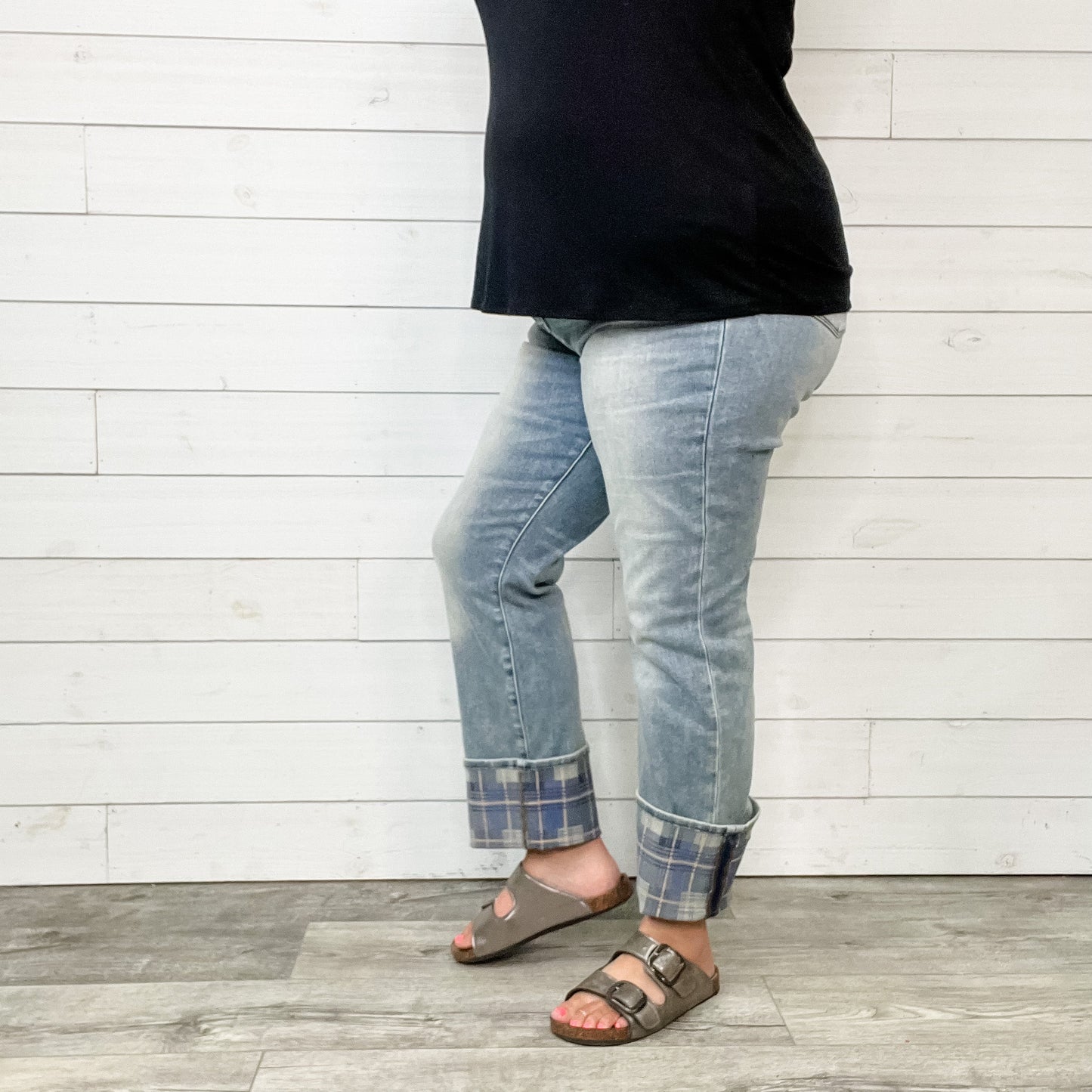 Judy Blue "Might Be Plaid" Straight Leg Jeans