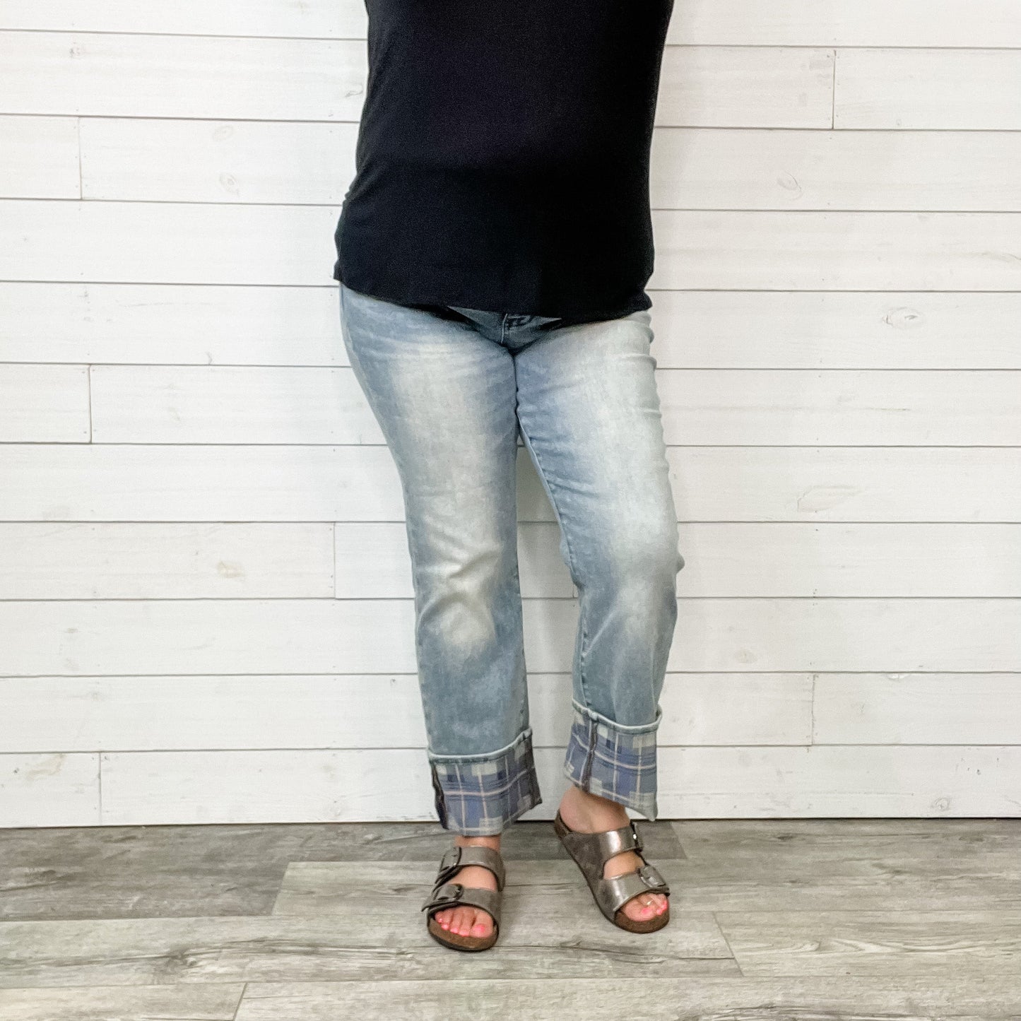 Judy Blue "Might Be Plaid" Straight Leg Jeans