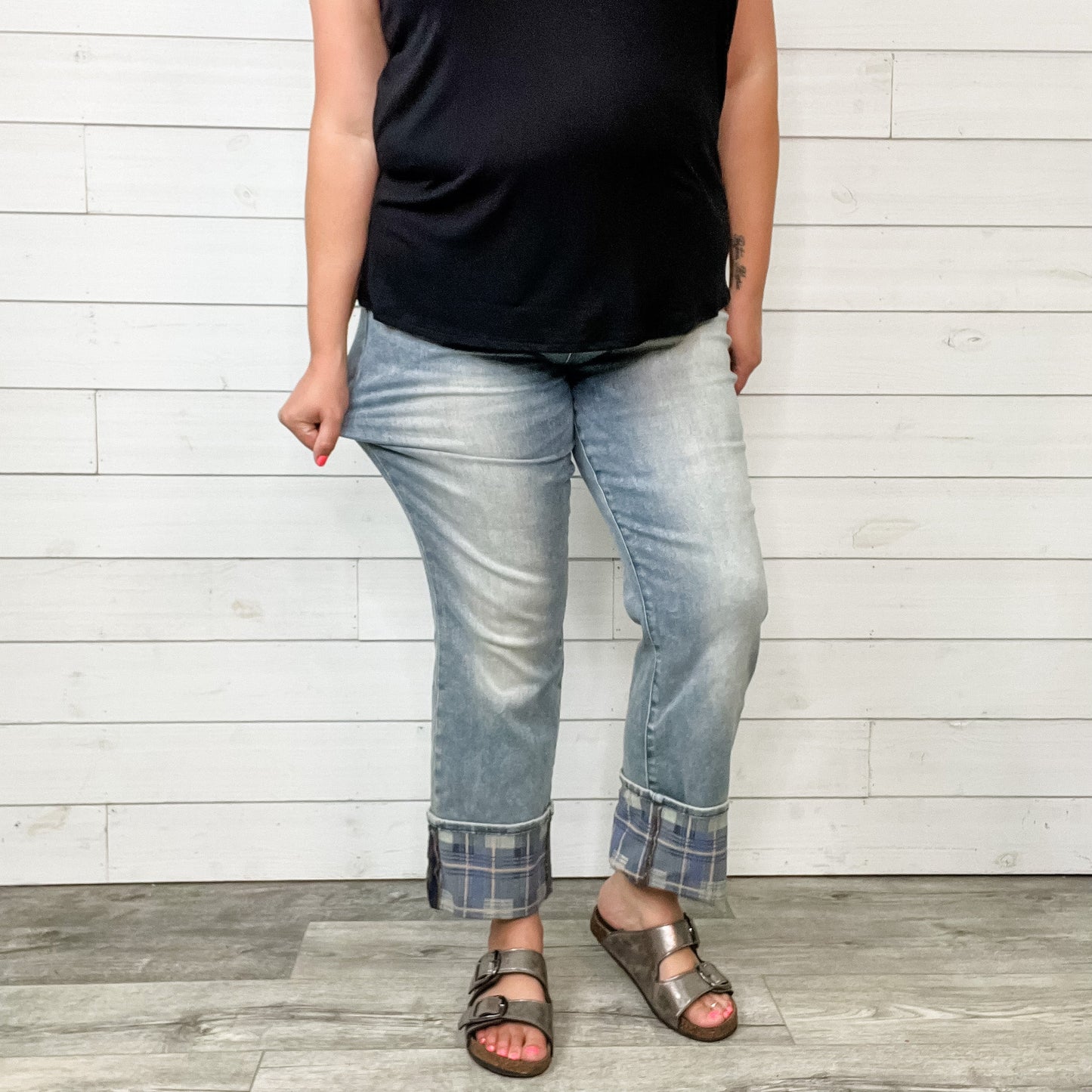 Judy Blue "Might Be Plaid" Straight Leg Jeans