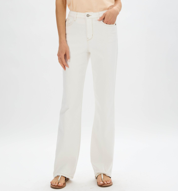 Judy Blue "Milk Mustache" White Straight Leg Jeans