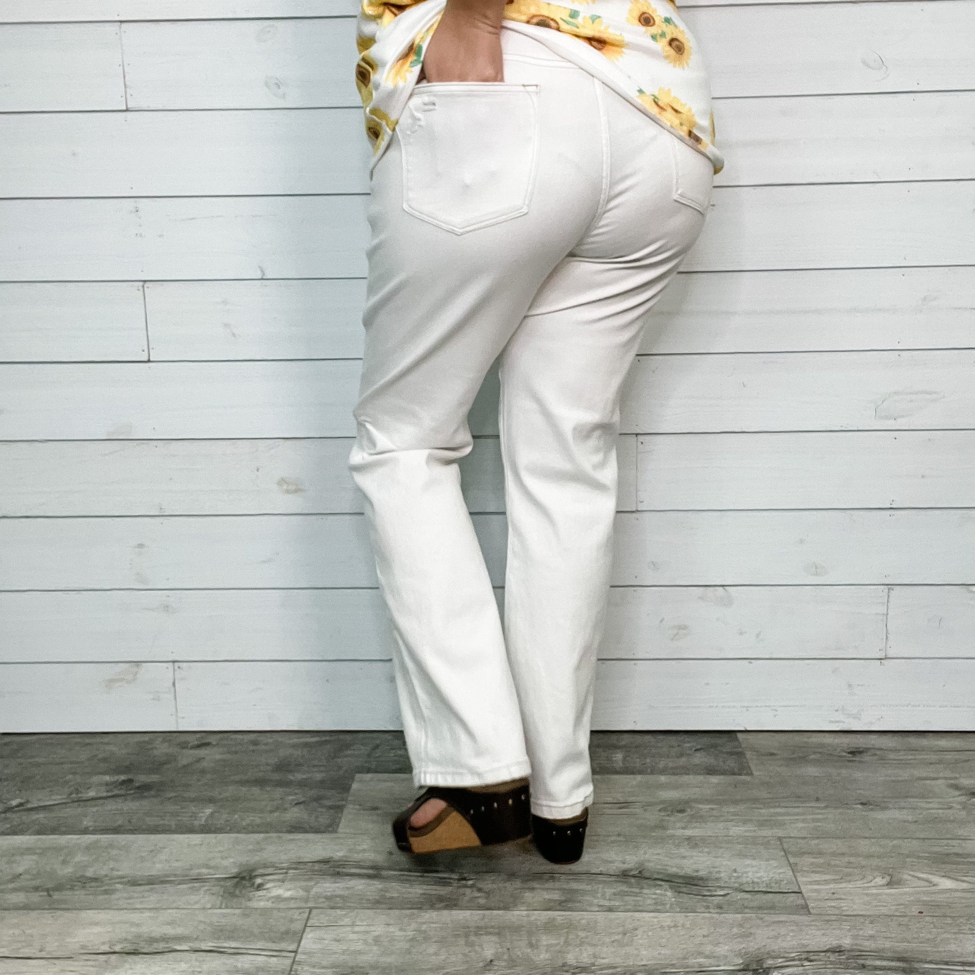 Judy Blue "Milk Mustache" White Straight Leg Jeans