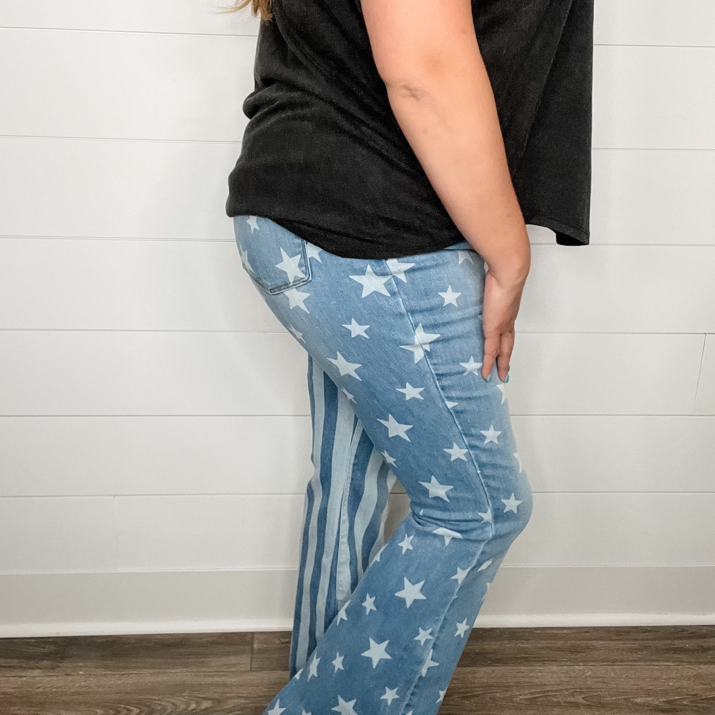 Judy Blue "Miss Americana" Star and Stripe Flares