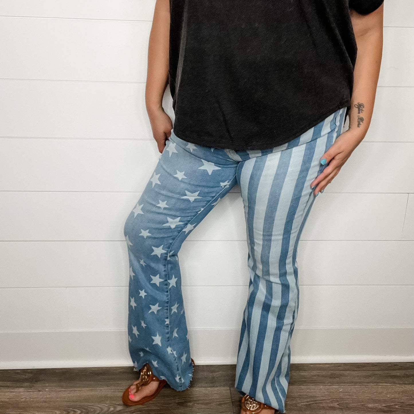 Judy Blue "Miss Americana" Star and Stripe Flares