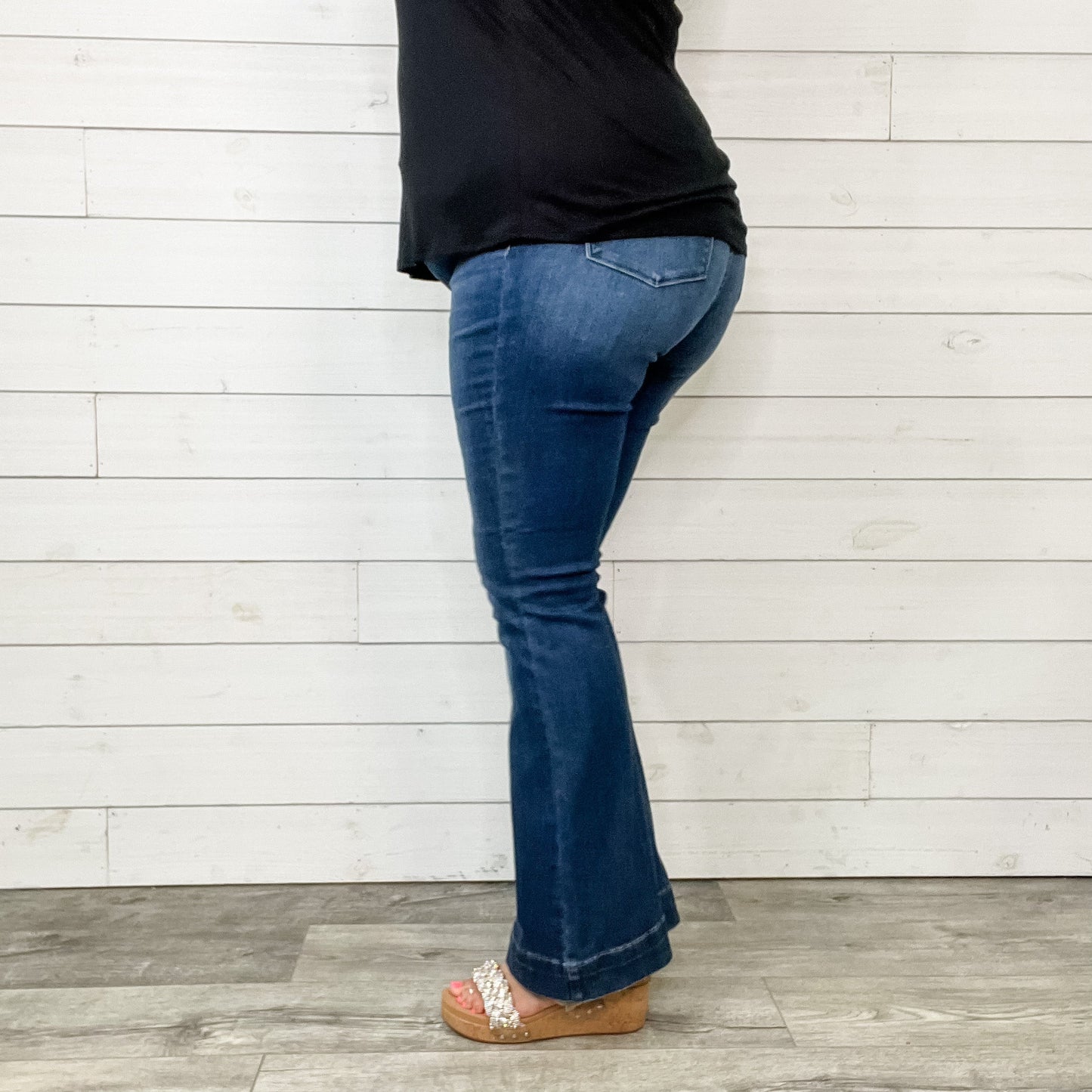 Judy Blue "Mouse Meet Cheese" Buttonfly Trouser Flares