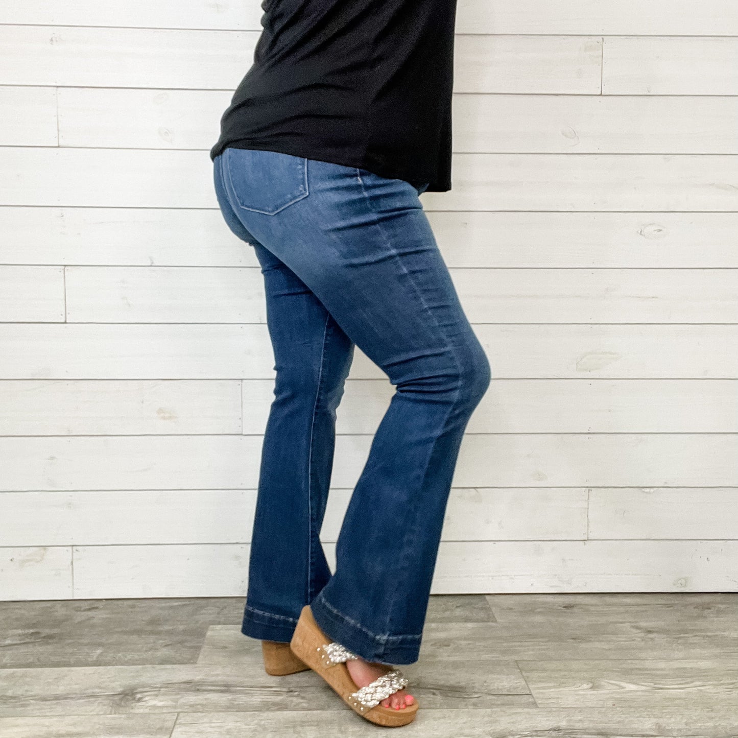 Judy Blue "Mouse Meet Cheese" Buttonfly Trouser Flares