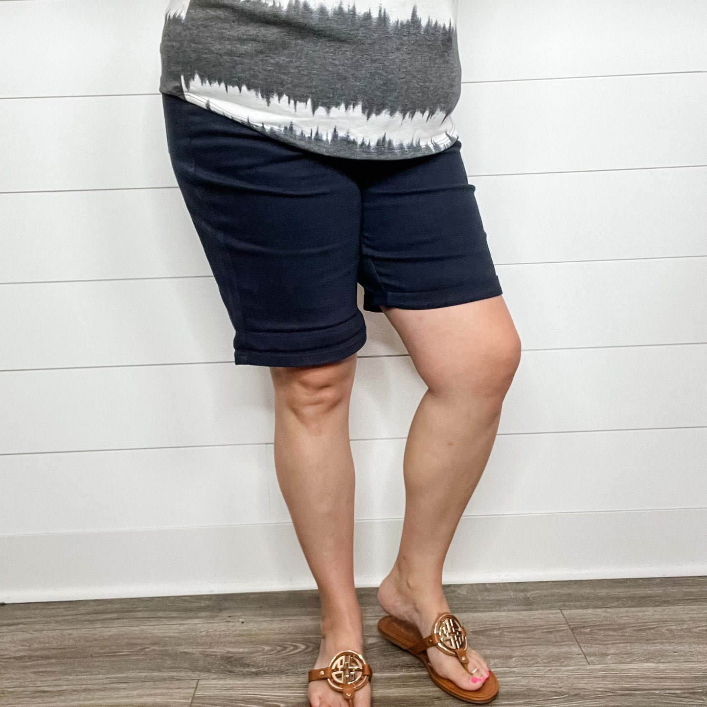 Judy Blue Navy Tummy Control Bermuda Shorts