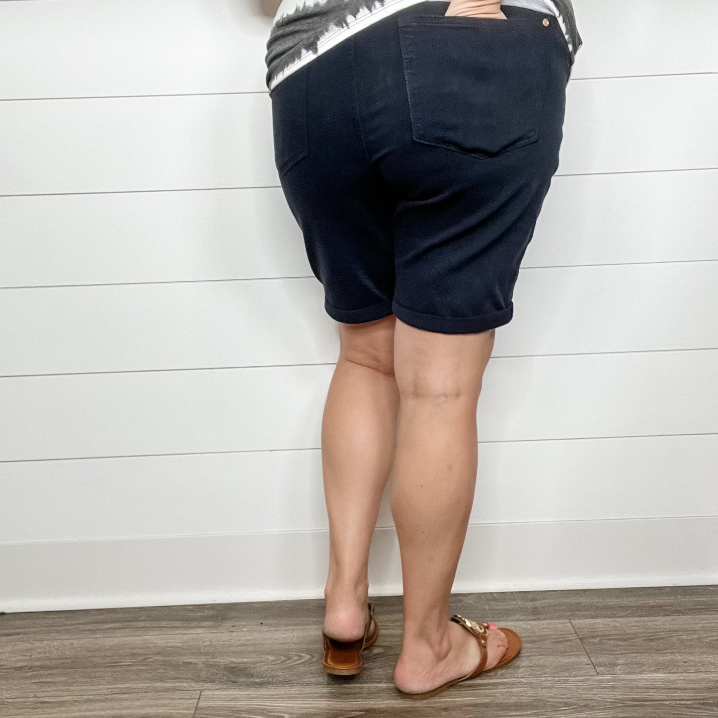 Judy Blue Navy Tummy Control Bermuda Shorts