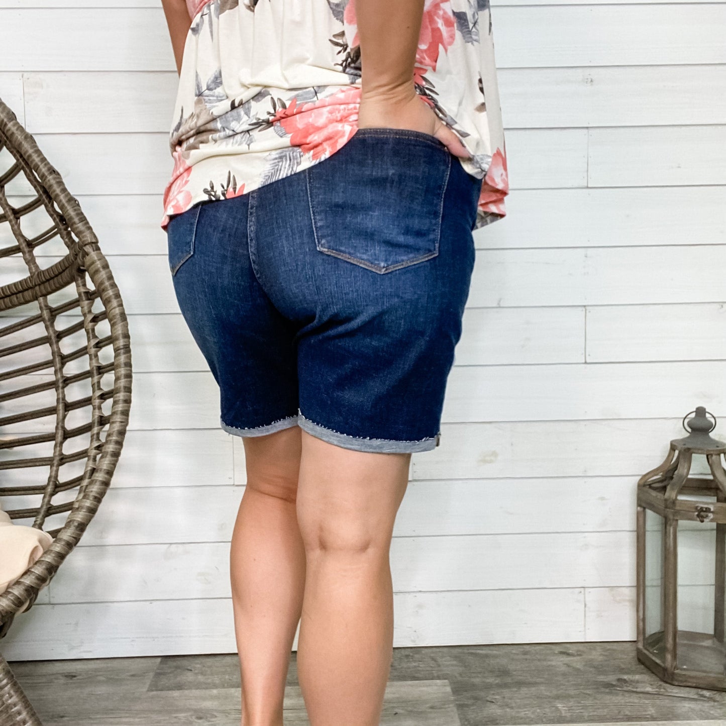 Judy Blue "New Blue Day" Denim Patch Bermuda Shorts