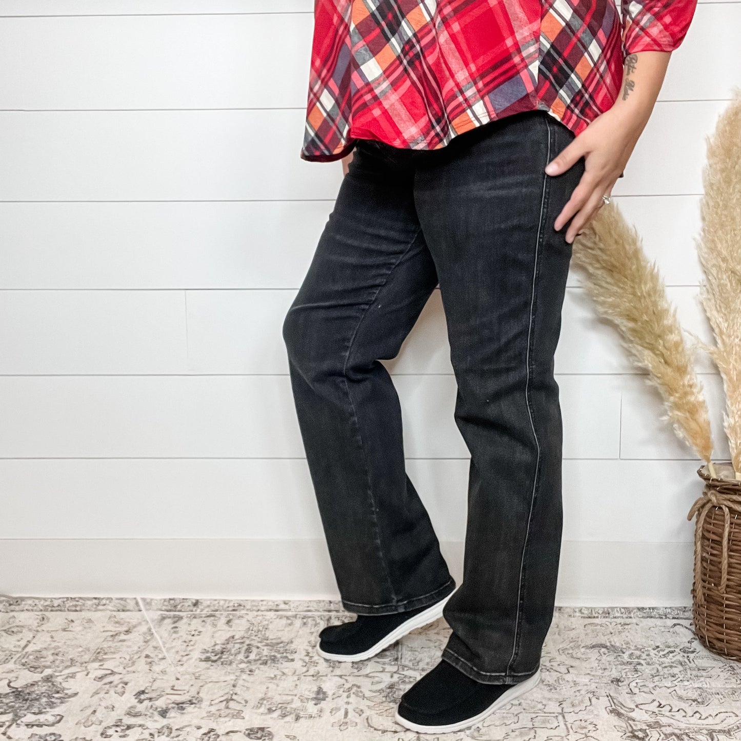 Judy Blue "Not Today" Black Tummy Control Straight Leg Jeans