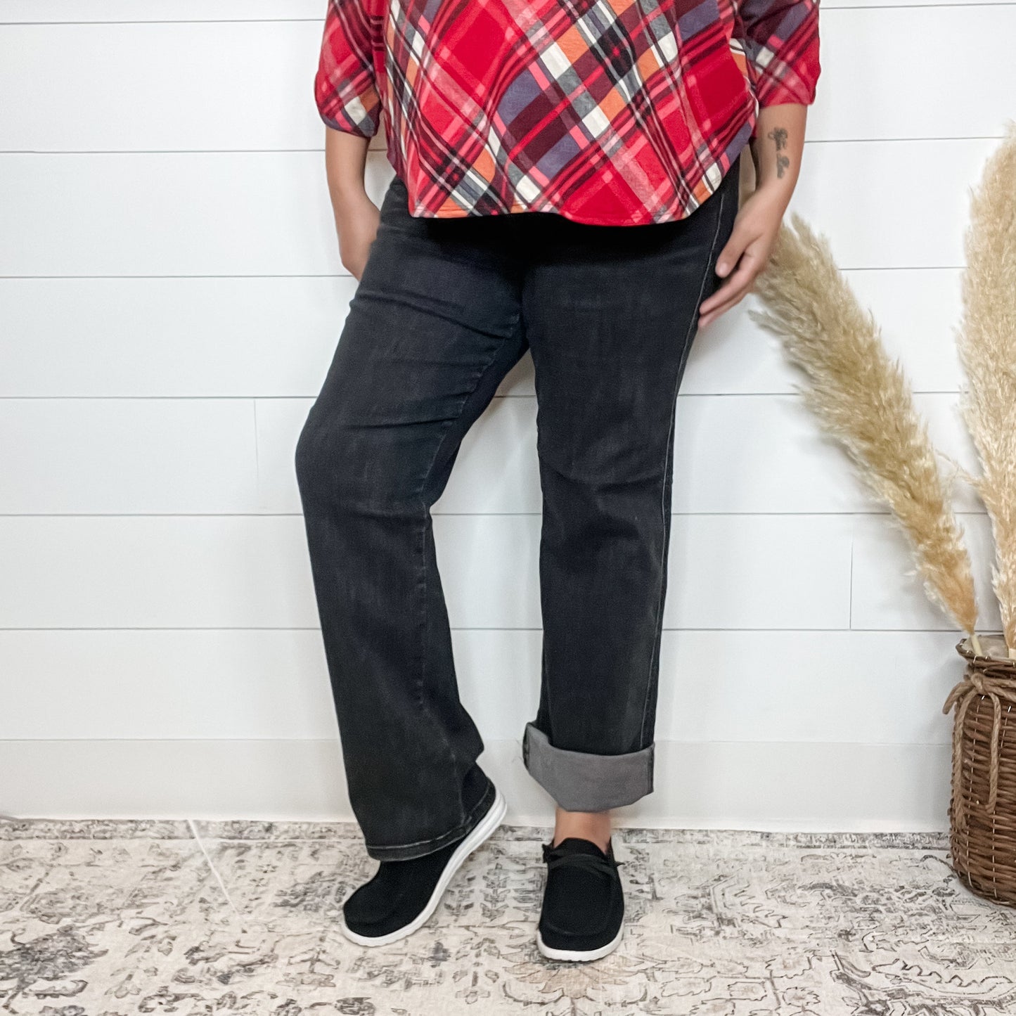 Judy Blue "Not Today" Black Tummy Control Straight Leg Jeans