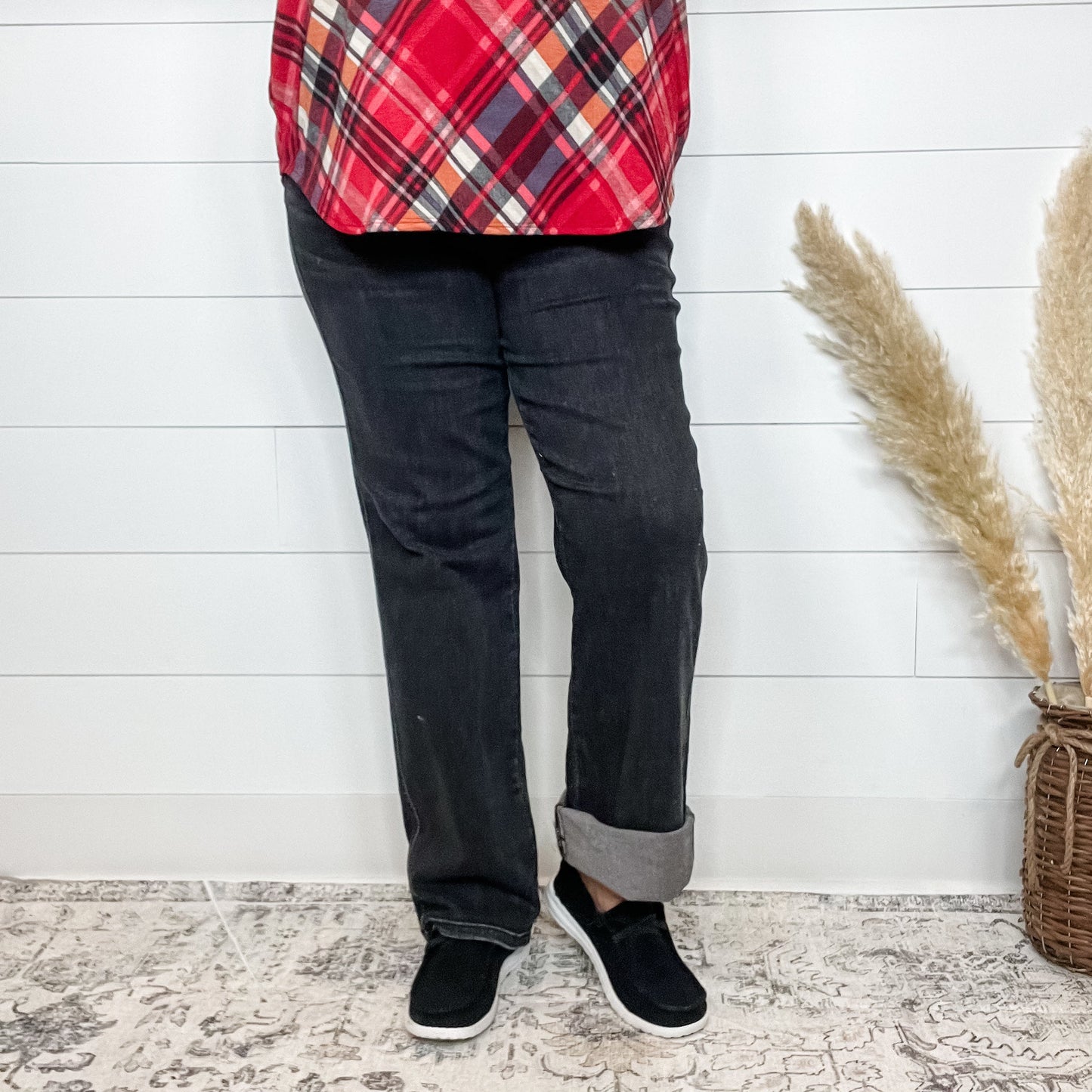 Judy Blue "Not Today" Black Tummy Control Straight Leg Jeans