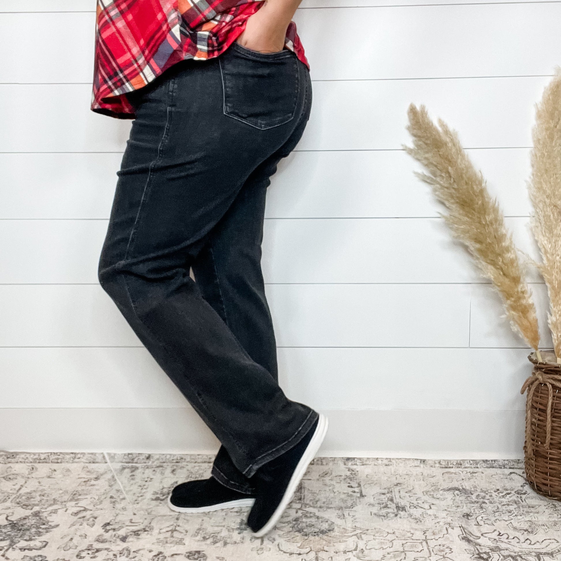 Judy Blue "Not Today" Black Tummy Control Straight Leg Jeans