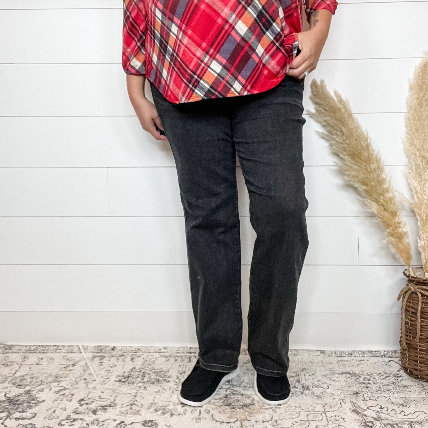 Judy Blue "Not Today" Black Tummy Control Straight Leg Jeans