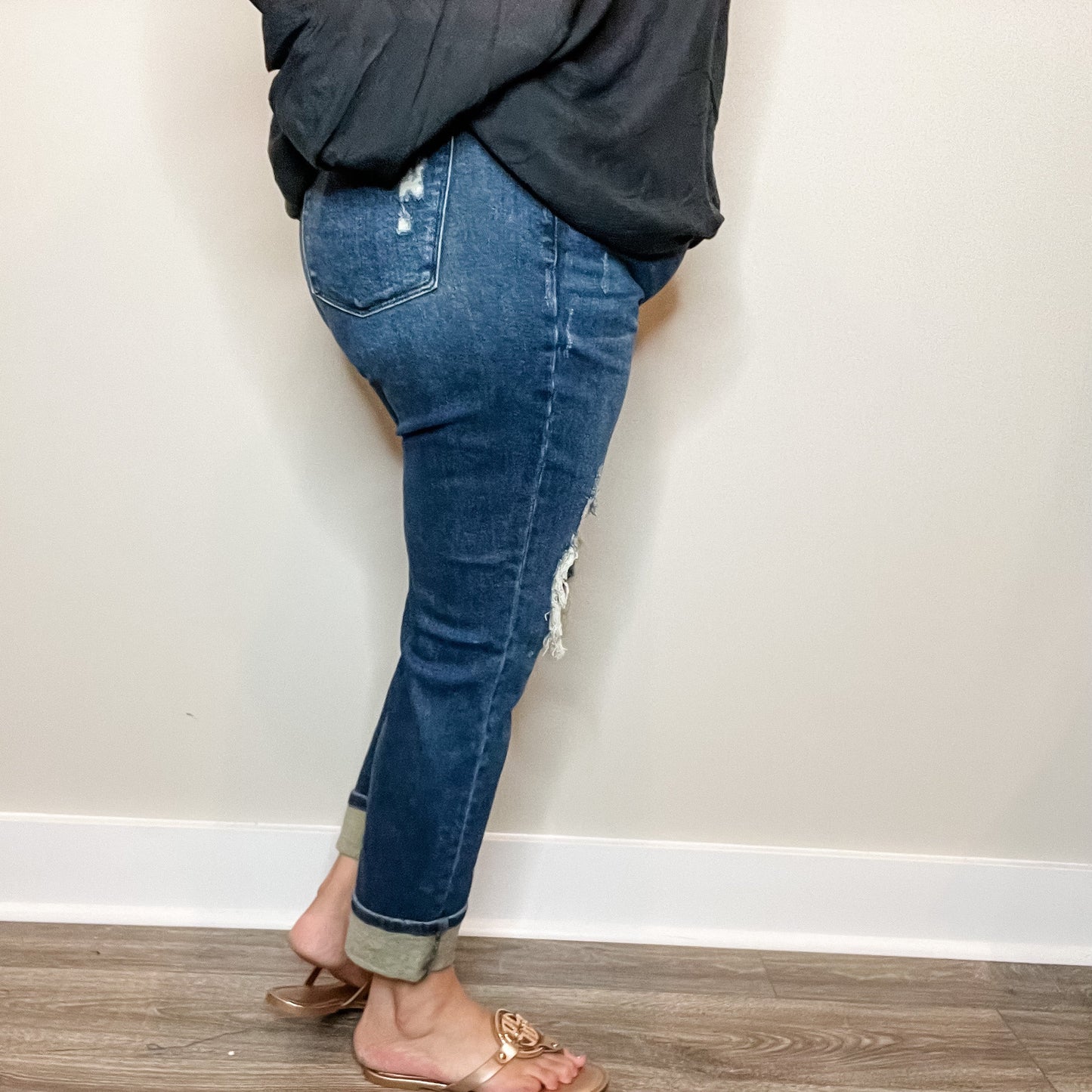 Judy Blue "On The Farm" Buffalo Patch Boyfriend Jeans