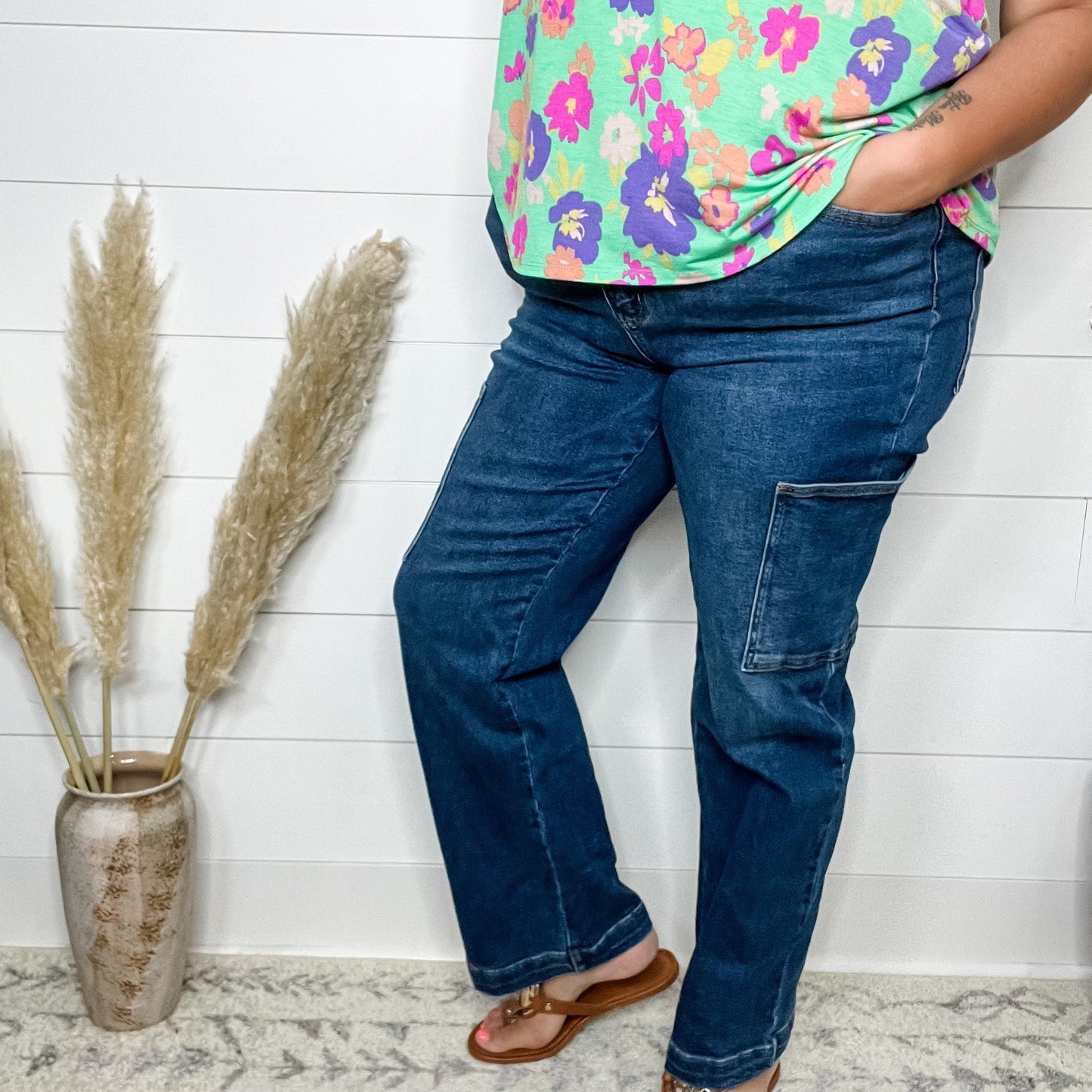 Judy Blue "Precious Cargo" Cargo Pocket Straight Leg Jeans