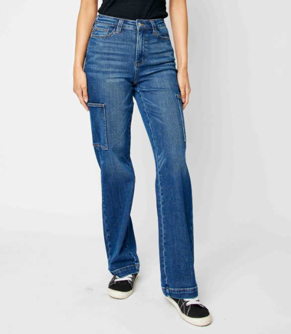 Judy Blue "Precious Cargo" Cargo Pocket Straight Leg Jeans