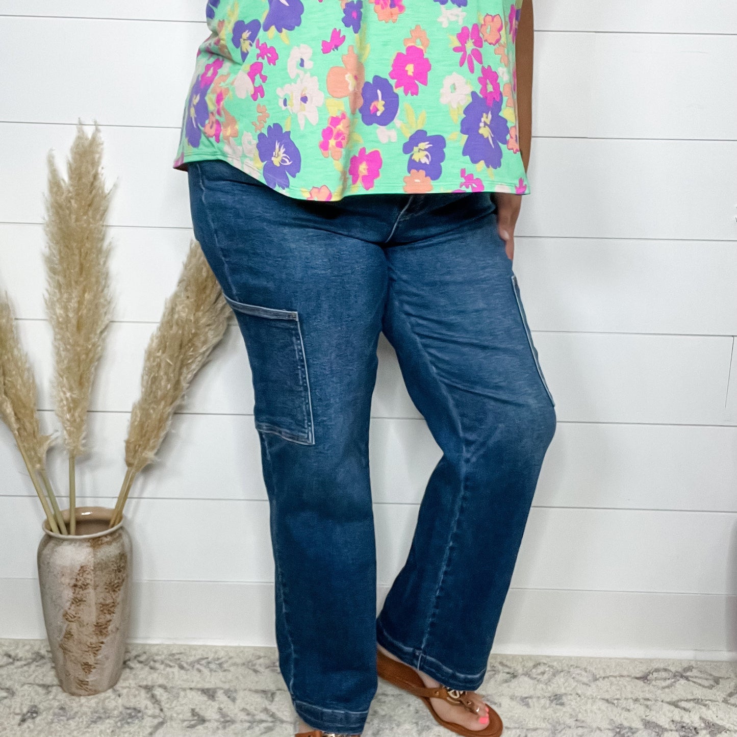 Judy Blue "Precious Cargo" Cargo Pocket Straight Leg Jeans