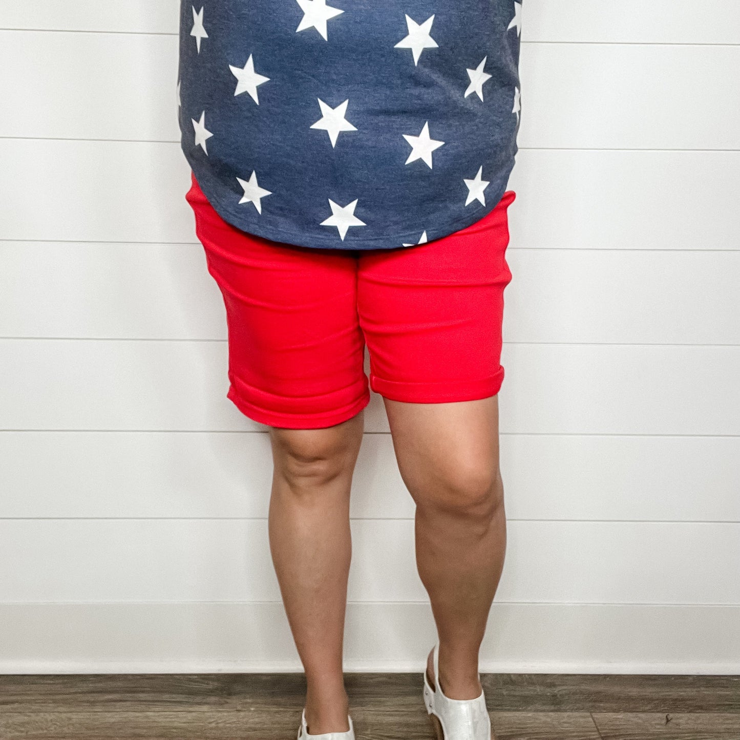 Judy Blue "Red Alert" Tummy Control Red Bermuda Shorts