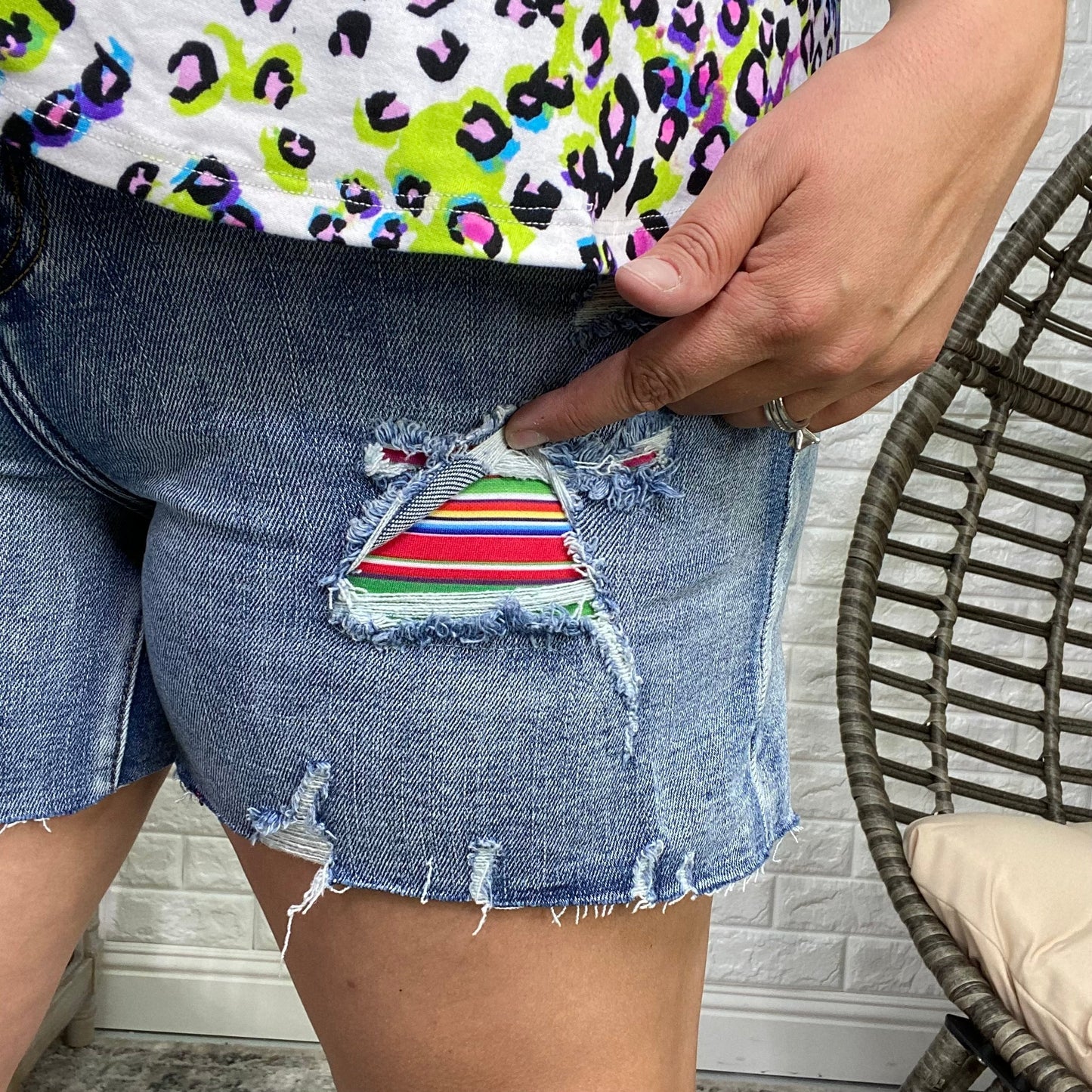 Judy Blue Serape Patch Mid Thigh Shorts