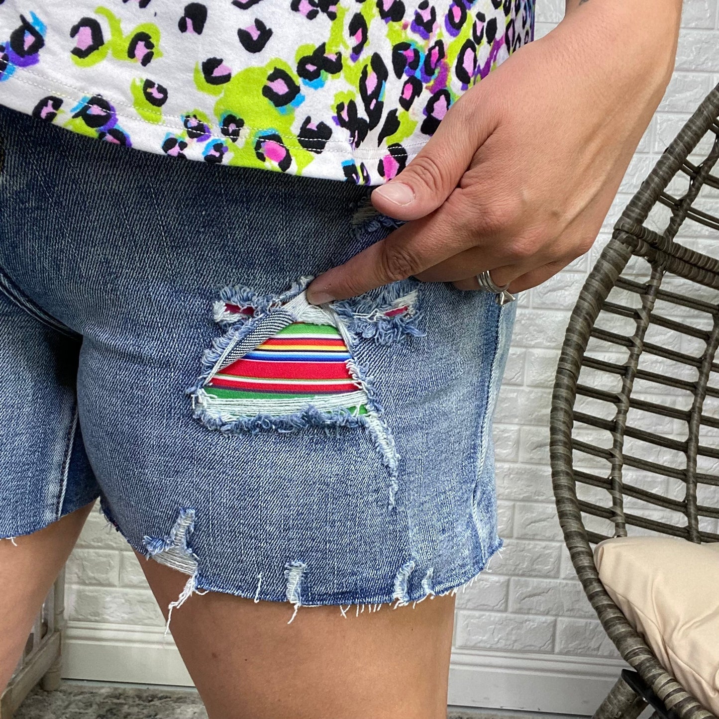 Judy Blue Serape Patch Mid Thigh Shorts