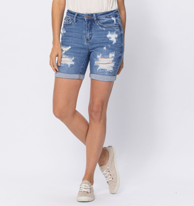Judy Blue "Take Me To The Beach" Mid Thigh Shorts