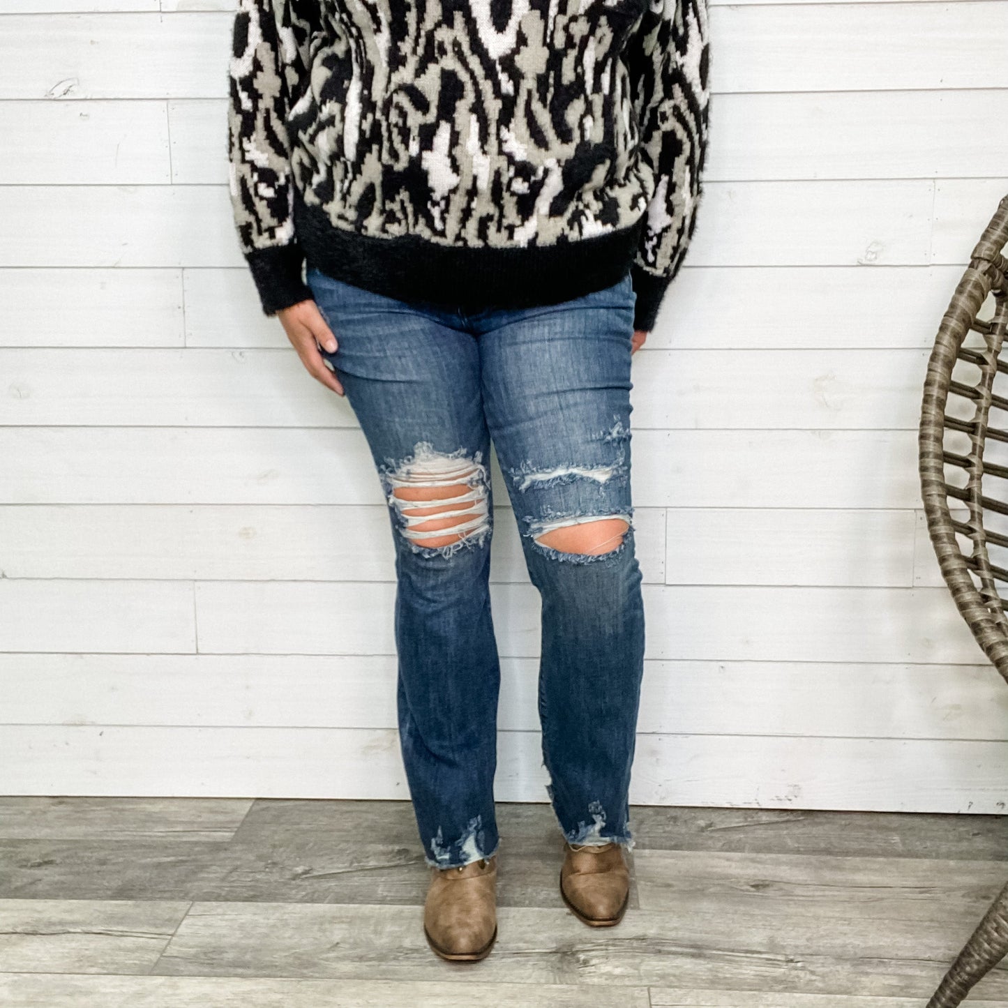Judy Blue "Train Station" Distressed Bootcut Jeans