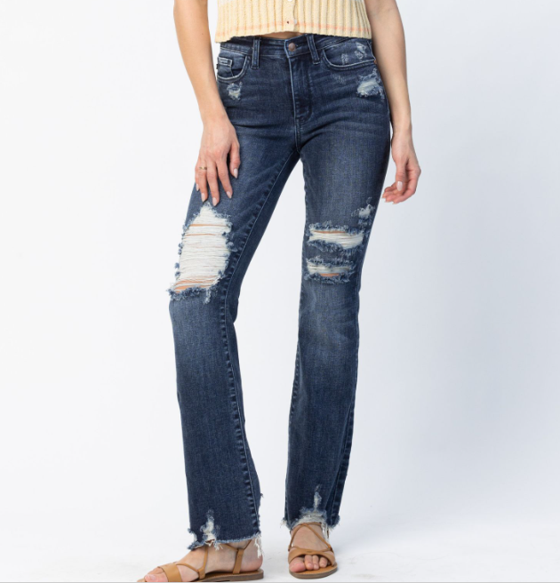 Judy Blue "Train Station" Distressed Bootcut Jeans