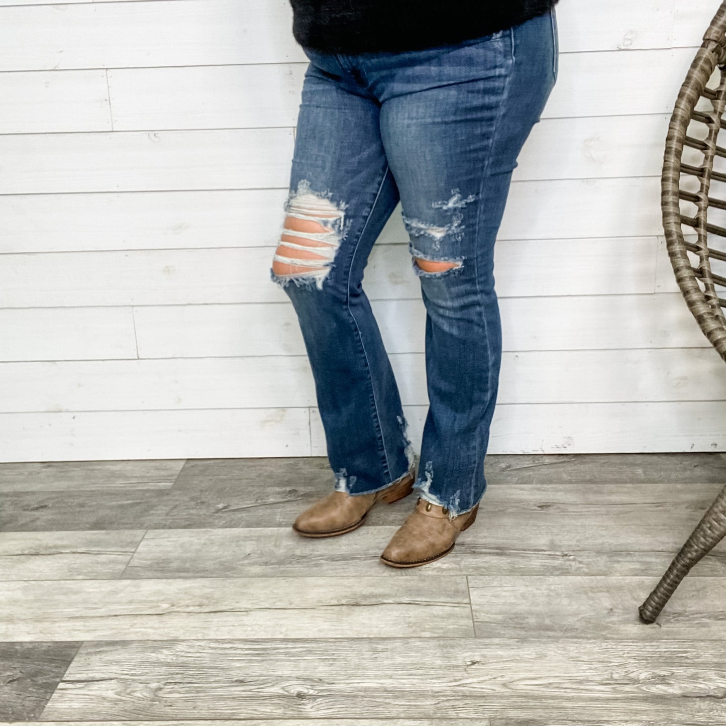 Judy Blue "Train Station" Distressed Bootcut Jeans
