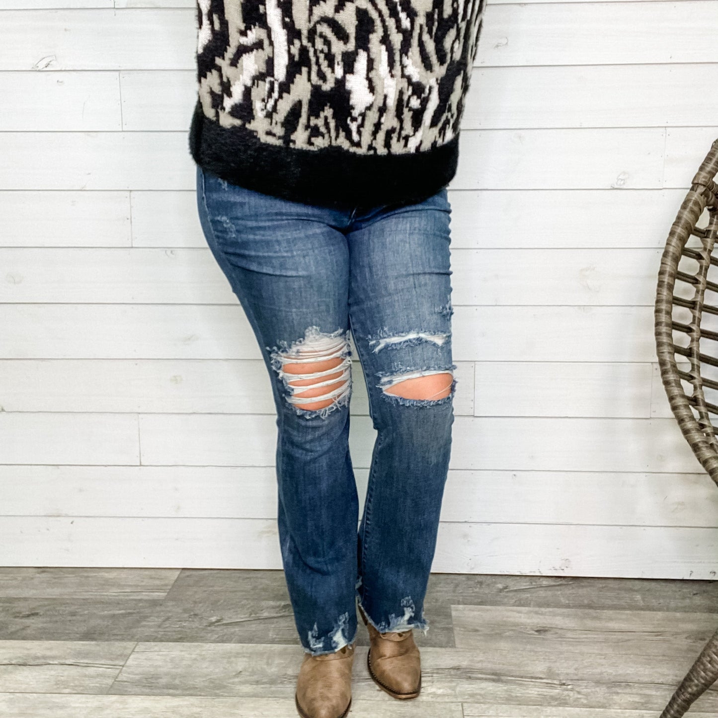 Judy Blue "Train Station" Distressed Bootcut Jeans