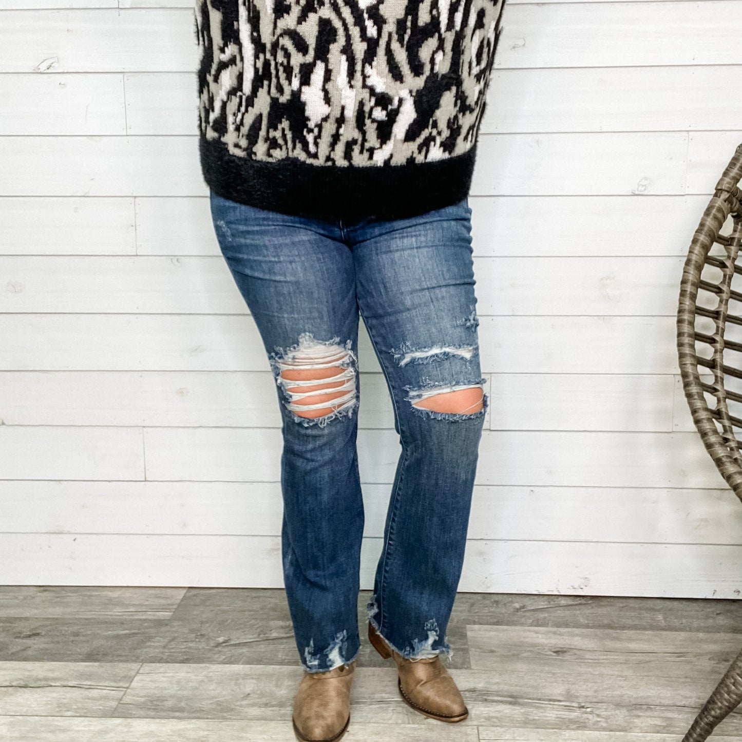 Judy Blue "Train Station" Distressed Bootcut Jeans