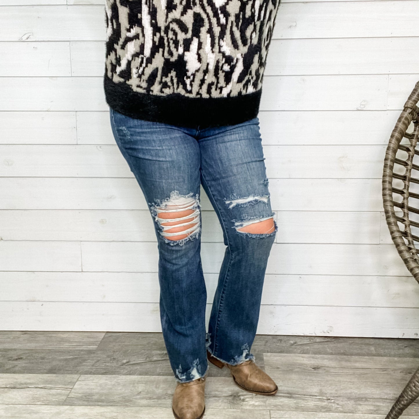 Judy Blue "Train Station" Distressed Bootcut Jeans