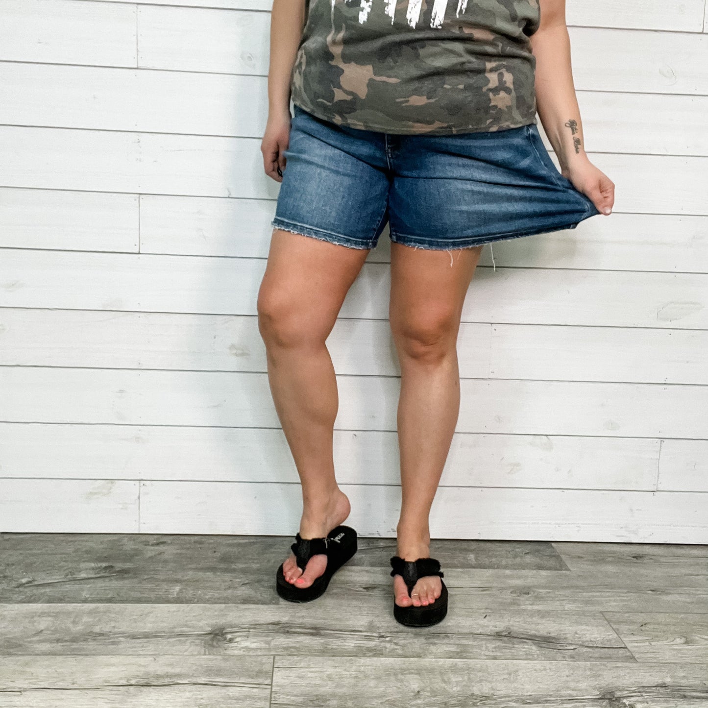 Judy Blue "Under Cover" Mid Thigh Shorts