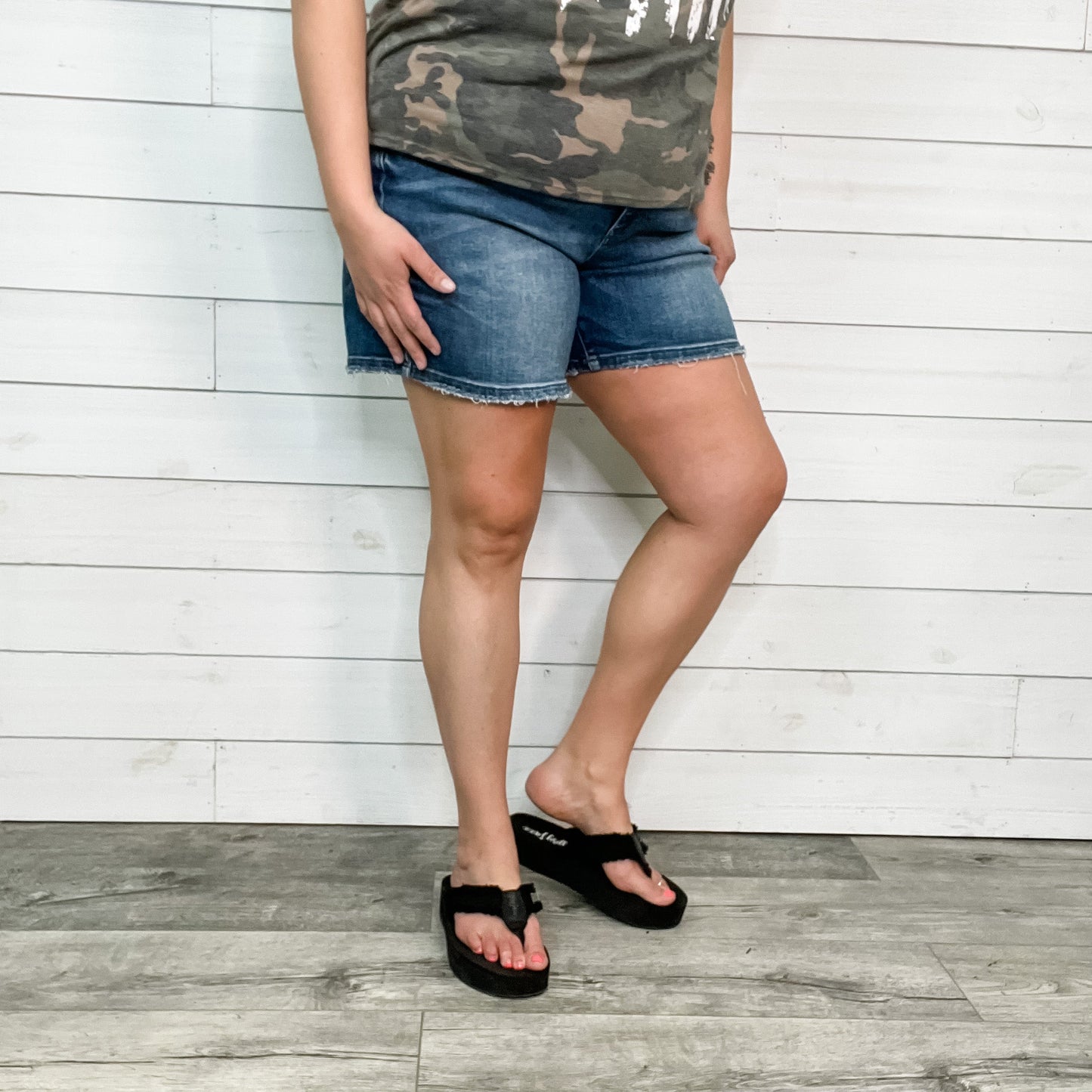 Judy Blue "Under Cover" Mid Thigh Shorts